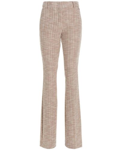Liu Jo High Waist Tweed Flared Trousers - Natural