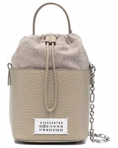 Maison Margiela Beige Leather Crosbody Bucket Bag - Multicolour