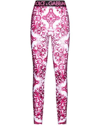 Dolce & Gabbana Majolica-printed Jersey Leggings - Pink
