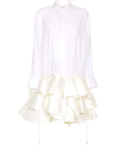 Sacai Layered Mini Shirt Dress - White