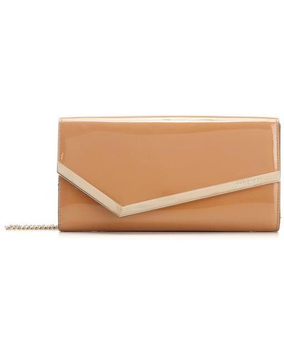 Jimmy Choo Emmie Patent Leather Clutch Bag - Natural