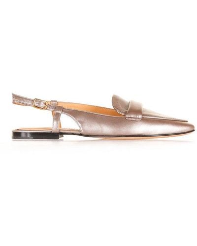 Pomme D'or Pointed-toe Slingback Flat Shoes - Metallic