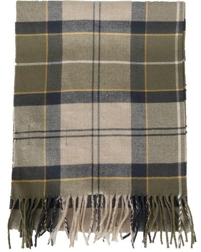 Barbour Check-printed Frayed-edge Scarf - Green