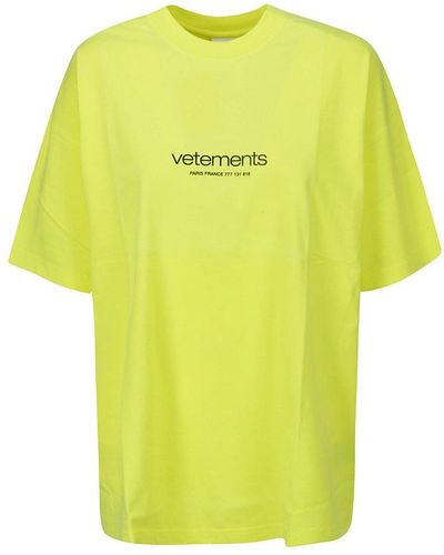 Vetements Urban Logo Regular Fit T-Shirt - Yellow