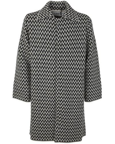 Lanvin Curb Chevron Knit Coat - Grey
