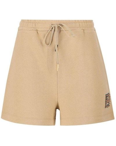 Fendi Ff Sequin-embellished Drawstring Shorts - Natural