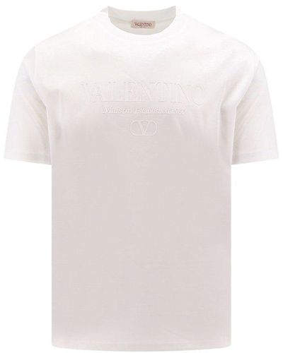 Valentino Crewneck Straight Hem T-shirt - White