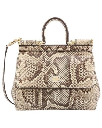 Dolce & Gabbana Embossed Medium Sicily Handbag - Metallic
