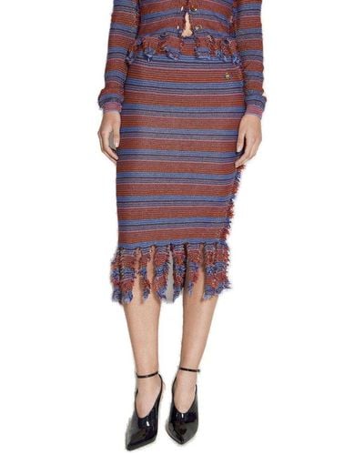 Vivienne Westwood Striped Broken Stitch Knitted Midi Skirt - Purple
