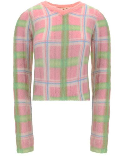 Marni Checked Brushed Jumper - White