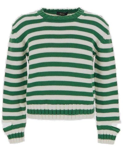 MCM Een And White Crewneck With Long Sleeves - Green
