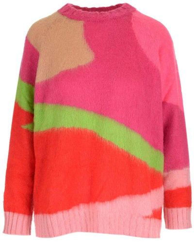 MSGM Colour-block Knitted Jumper - Pink