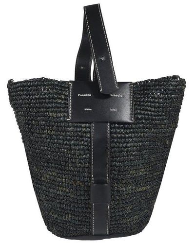 Proenza Schouler Sullivan Woven Detailed Bucket Bag - Black