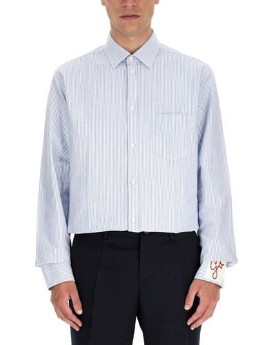 Golden Goose Deluxe Brand White And Blue Striped Shirt