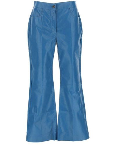 Jil Sander High Waist Cropped Trousers - Blue