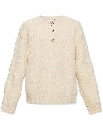 Nanushka Monogrammed Knit Sweater - White