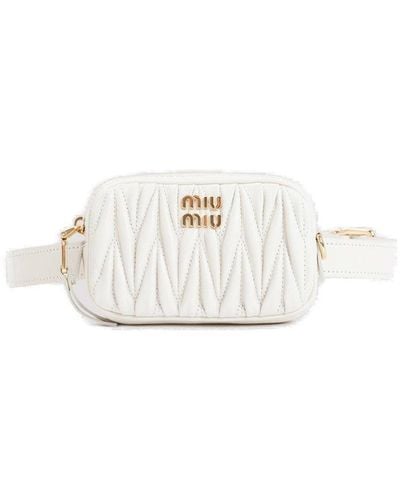 Miu Miu Logo Plaque Belt - White