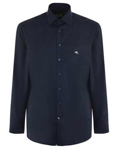 Etro Camicia In Cotone Jacquard - Blue