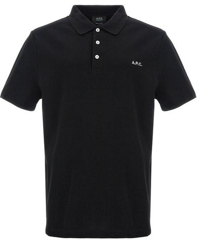 A.P.C. Logo Embroidered Short-sleeved Polo Shirt - Black
