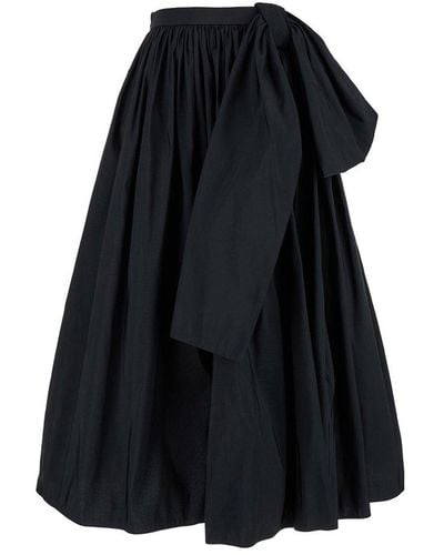 Alexander McQueen Bow-detailed Gathered A-line Midi Skirt - Black