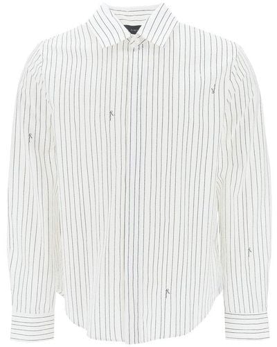 Amiri Striped Shirt With Staggered Logo - White