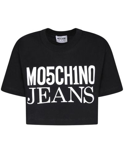 Moschino Jeans Logo-printed Crewneck Cropped T-shirt - Black