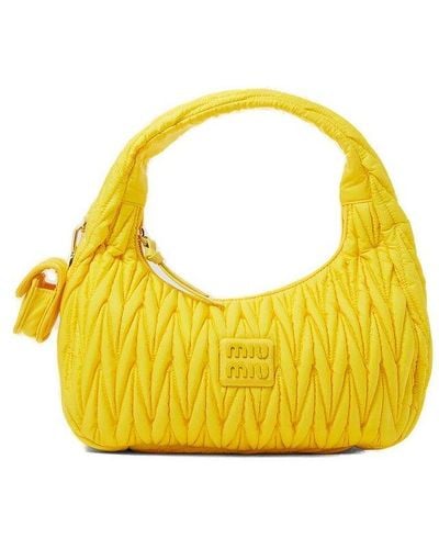 Miu Miu Wander Matelassé Re-nylon Shoulder Bag - Yellow