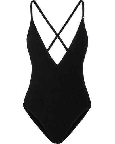 The Attico Crossover Strap One-piece Swimsuit - Black