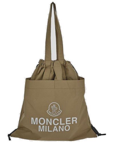 Moncler Logo Printed Drawstring Tote Bag - Green