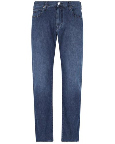 Emporio Armani J45 Regular-fit Worn-wash 8 Oz Denim Jeans - Blue