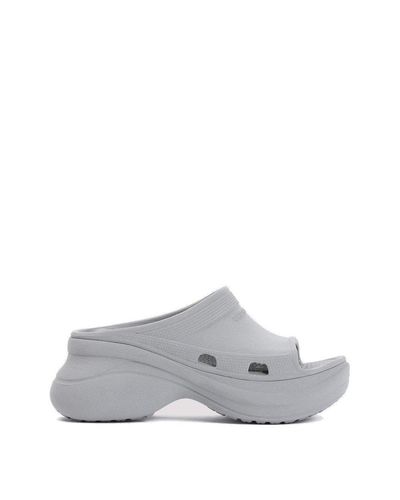 Balenciaga Reflective Grey Rubber Pool Crocs Slide Slippers