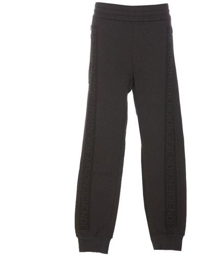 Fendi Logo Tape Elasticated Waist Sweatpants - Black