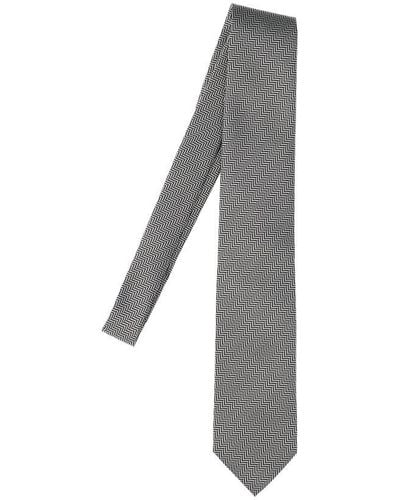 Tom Ford Striped Pointed Tip Tie - Grey