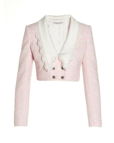Alessandra Rich 'tweed Lurex' Cropped Jacket - White