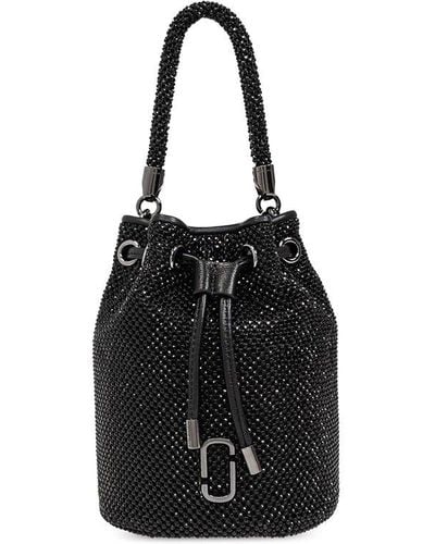 Marc Jacobs The Rhinestone Drawstring Mini Bucket Bag - Black