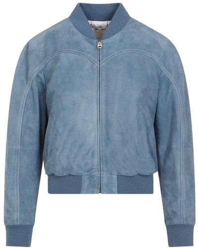 Chloé Bomber Leather Jacket - Blue