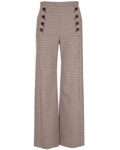 See By Chloé Checked High-rise Pants - Natural