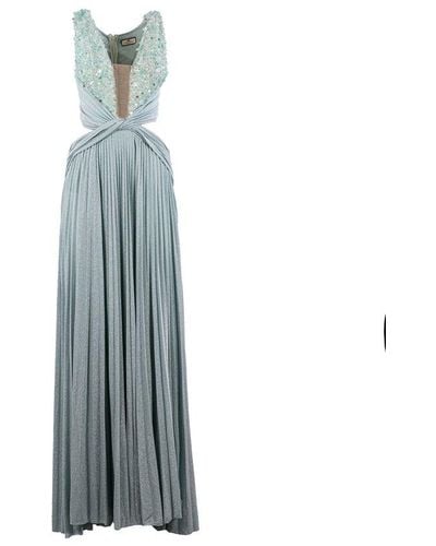 Elisabetta Franchi Pleated Red Carpet Dress - Blue