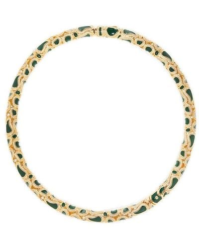 Bottega Veneta Enamelled Pattern Necklace - Metallic