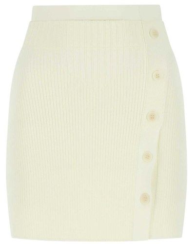 ANDREA ADAMO Button Embellished Knitted Mini Skirt - Natural