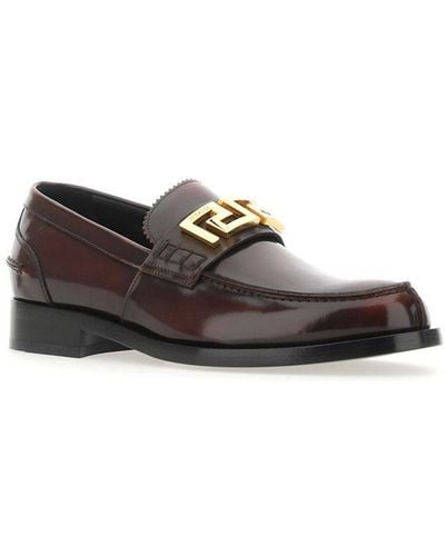 Versace Greca Detailed Loafers - Brown