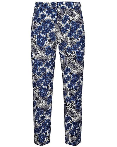 Weekend by Maxmara Floral Printed Cropped Pants - Blue