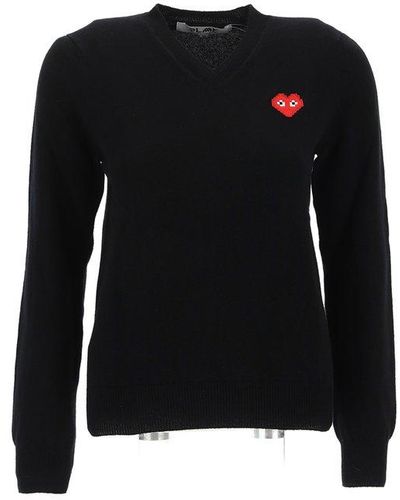 COMME DES GARÇONS PLAY V-neck Sweater - Black