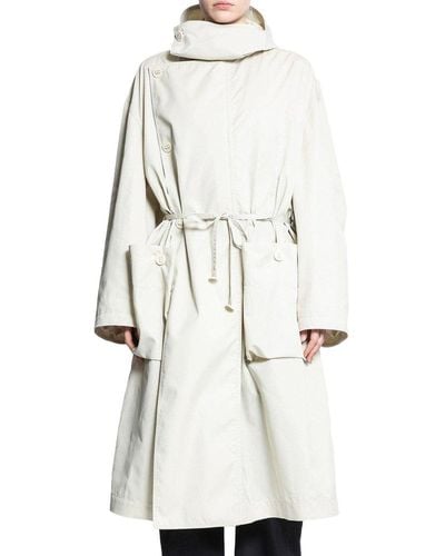 Lemaire Asymmetric Designed Hooded Coat - White