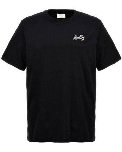 Bally Logo Embroidered Crewneck T-shirt - Black