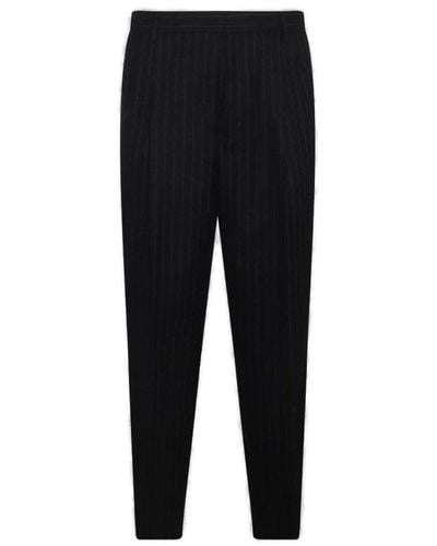 Dries Van Noten Striped Straight Leg Pants - Black