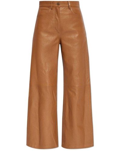 Etro Wide-leg Leather Trousers - Brown