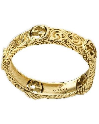 Gucci Yellow Gold Ring With Interlocking G - Metallic