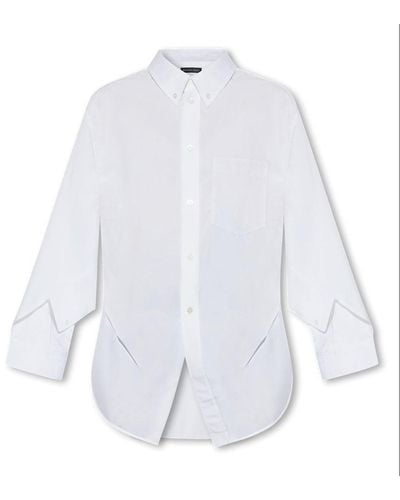 Balenciaga Zig-zag Cut Out Detail Buttoned Shirt - White