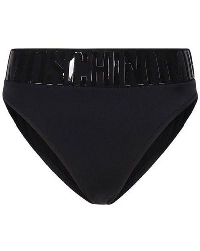 Moschino Logo Waistband Bikini Bottoms - Black